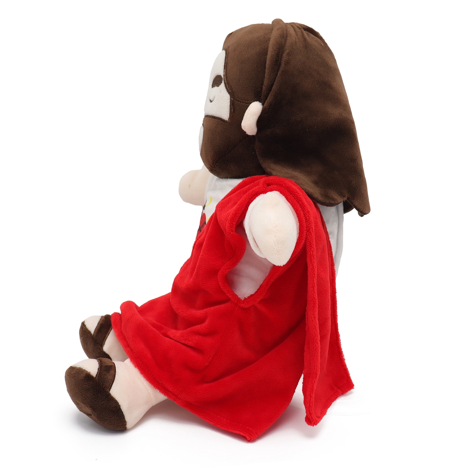 15.7in Sacred Heart Of Jesus Plush Doll, Breathing Jesus With Glowing Light, Christian Religious Toy For Church, Sunday School, Prayer, Home Decor, Christening, Baptism, Easter Gifts For Kids-Red