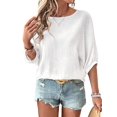 thumbnail image 2 of Women'S Tops 3/4 Sleeve T-Shirts Cute Crewneck Basic Business Tees Blouses White S, 2 of 9