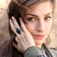 thumbnail image 6 of Mytys Retro Vintage Cocktail Statement Ring Black Marcasite and Crystal Rings for Women Antique Silver Plated Big Black Onyx Stone Ring, 6 of 6