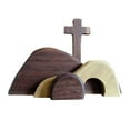 thumbnail image 2 of Easter Decorations for Home The Empty Tomb Easter Scene and Cross Decoration, Wooden Tomb Easter Tray Bundle Kit, Handcrafted Cross Figurines Decor Christian Home Wall Shelf, 2 of 5