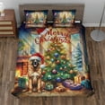 thumbnail image 2 of Merry Christmas Belgian Malinois Santa Hat Xmas Tree Winter Holiday Quilt Bedding Set Sheepdog Dog Lover Gifts 1 Blanket Bed Cover 2 Pillowcases - 01013, 2 of 5