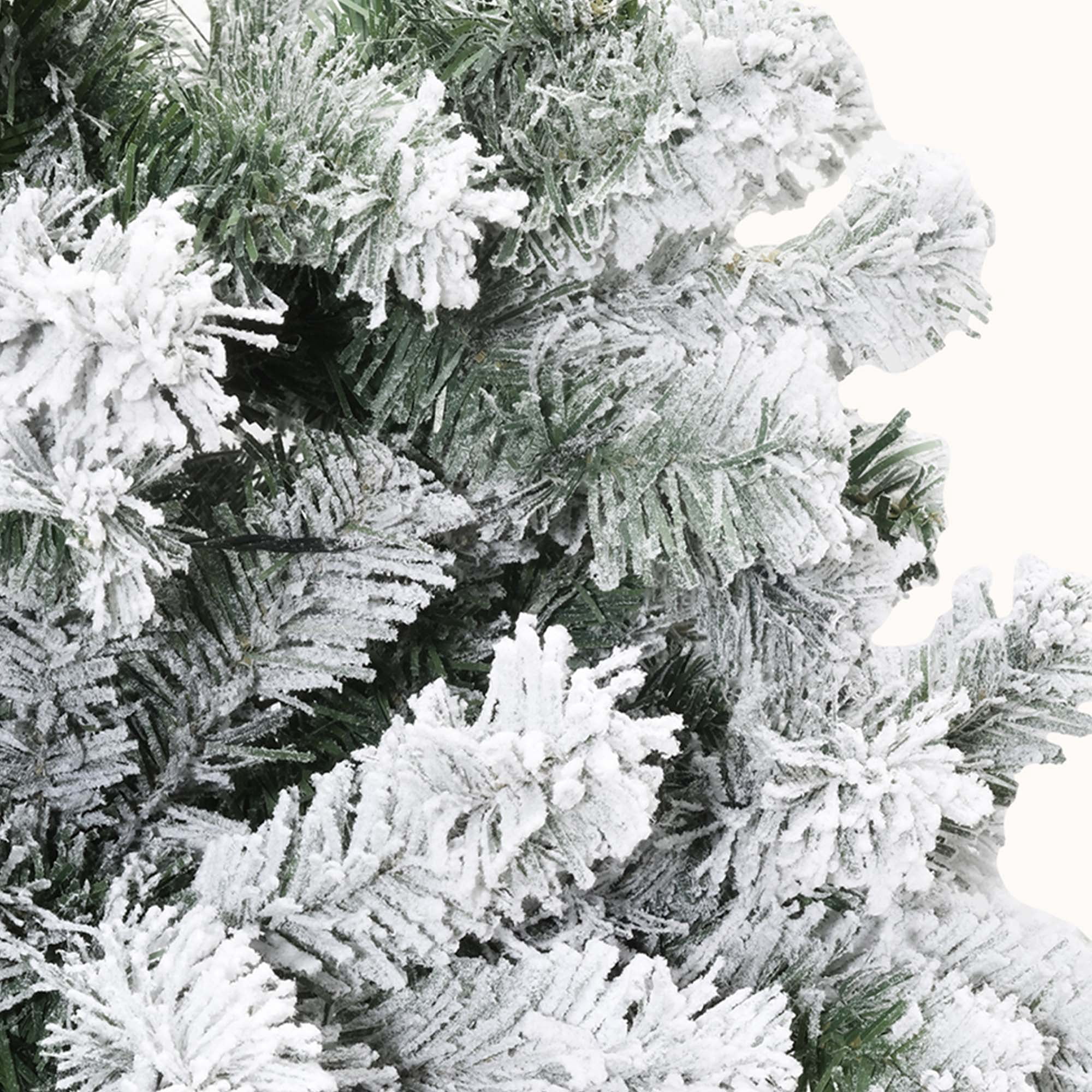 Uforic 6 ft Pre-lit Snow Flocked Artificial Christmas Tree with 880 Branch Tips, Green