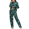 thumbnail image 4 of JGTDBPO Two Piece Pajama Set For Women Long Sleeve Sleepwear Soft Button Down Loungewear Pjs Set Nightwear With Long Pants Silk Satin Long Pajama For Women, 4 of 7