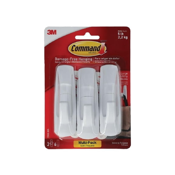 3M Adhesive Hooks Large Heavy Duty - Multicolor - 1 Pack