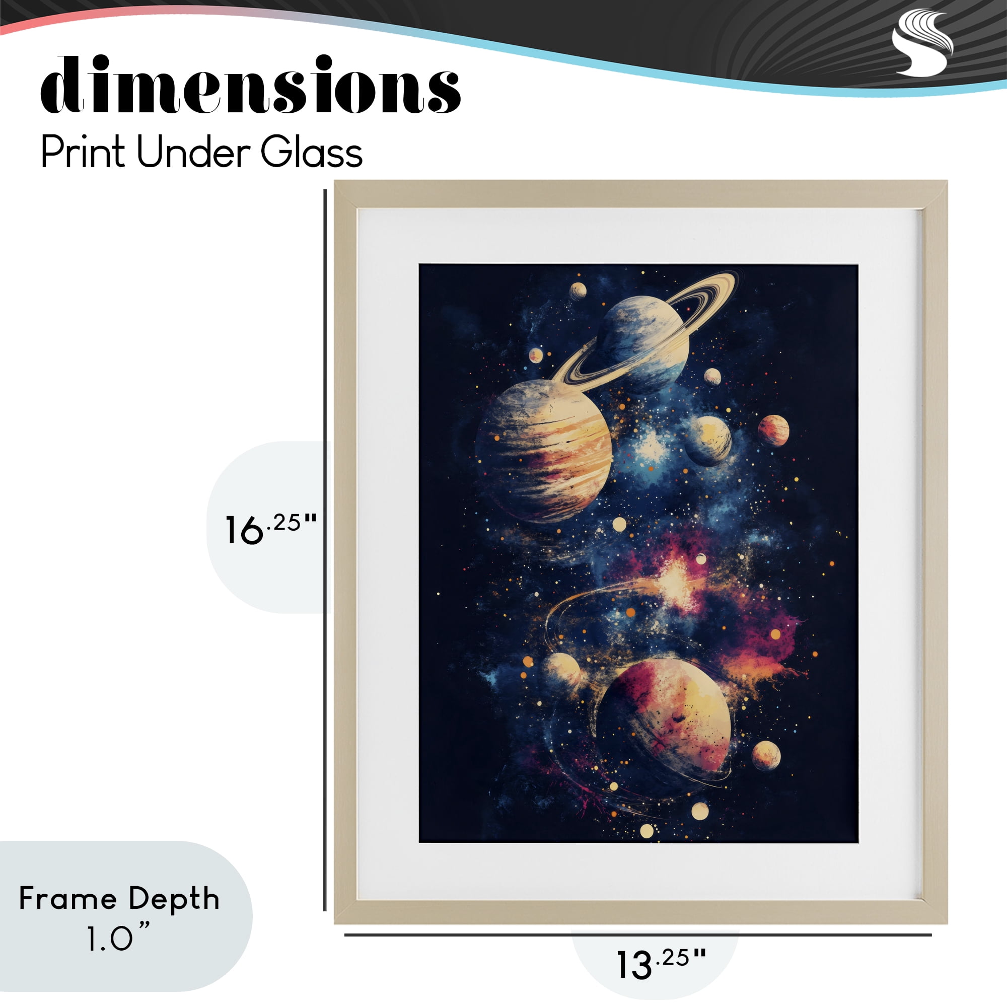 Stupell Industries Cosmic Planet Curiosities Birch Framed Print Under Glass, design by Creative Studio