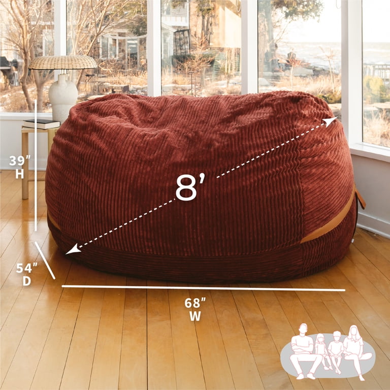 Big Joe Fuf 8Ft Giant Foam Bean Bag Chair, Oversized Couch with