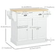 thumbnail image 3 of HOMCOM Kitchen Island with Rubber Wood Top Rolling Kitchen Serving Cart, 3 of 9