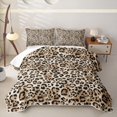 thumbnail image 2 of Erosebridal Brown Cheetah Print Bed Spread Queen for Boys Girls, Leopard Wildlife Queen Coverlet Set, 3pcs, 2 of 7