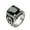 Silver-Black stone, variant on Men's Stainless Steel Vintage Gemstone Ring Engraved Flower Design Silver Plated, Black Stone Size 13