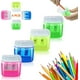 thumbnail image 1 of Sacapuntas manuales de 4 piezas, sacapuntas compactos coloridos de doble orificio con contenedor, sacapuntas manuales portátiles para niños y adultos, hogar, 1 of 5