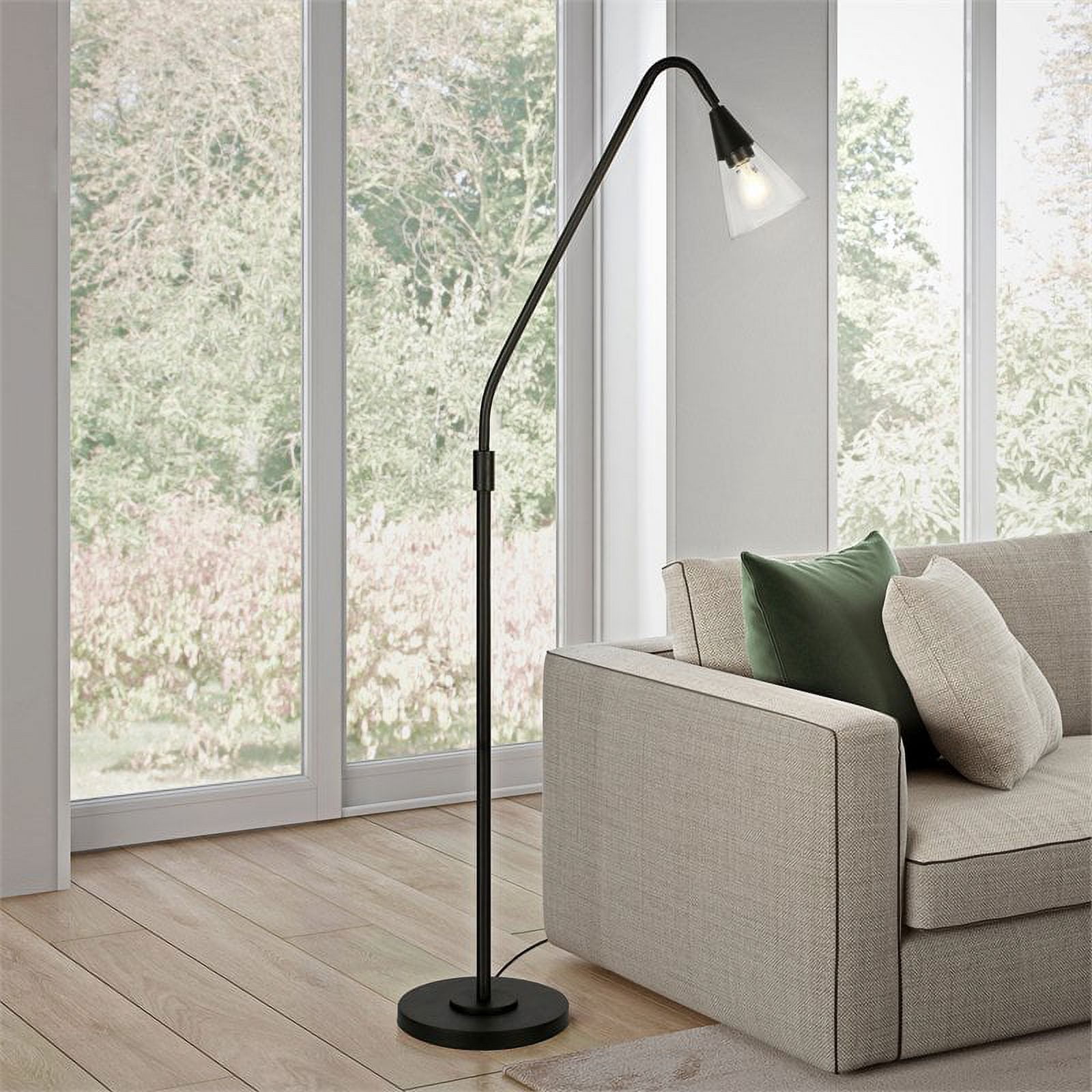 Evelyn&Zoe Challice Arc Floor Lamp with Glass shade in Blackened Bronze/Clear