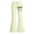 thumbnail image 4 of WERYOUNG School Uniform For Girls Elastic Waist Bow Graphic Flared Leg Trousers Kids Slim Fit Back To School Pants 13-14 Years, 4 of 4