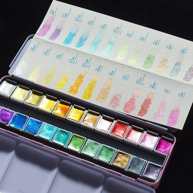 Paul Rubens Watercolor Paint 14 Vibrant Neon Colors and 24 Vivid Colors  with Portable Metal Box for Artists