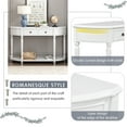 thumbnail image 5 of Romanesque Circular Curved Console Table with 2 Drawers, Storage Entryway Table With Bottom Plate, Narrow Sofa Table For Living Room, Bedroom, dorm, Apartment, White, 5 of 9