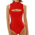 thumbnail image 2 of Goodeals Sleeveless Tank Tops Bodysuit for Women Sexy Mock Neck Body Suits Jumpsuit Casual 20025 Hollow Out Summer Top Tummy Control Bodysuits(Red,L), 2 of 7