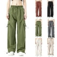 thumbnail image 6 of CYiJun Cargo Pants for Women High Waisted Comfy Baggy Wide Leg Work Casual Pants, 6 of 6