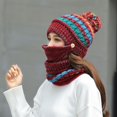 thumbnail image 3 of Gorro De Punto 3 En 1 Para Invierno, Conjunto De Bufanda Con Cubierta Para La Cara, Gorro Con Forro Polar Cálido Con Pompón Para Mujeres Y Niñas Vogacara OD016749-03, 3 of 6