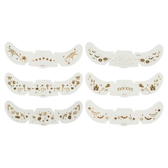 Unique Bargains 6 Pcs Halloween Style C Temporary Face Tattoo Gold Tone Water Film Paper PET Film