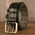 thumbnail image 3 of Cinturón de cuero Injueey para hombre con hebilla doble Negro 110cm HA083923-01, 3 of 6