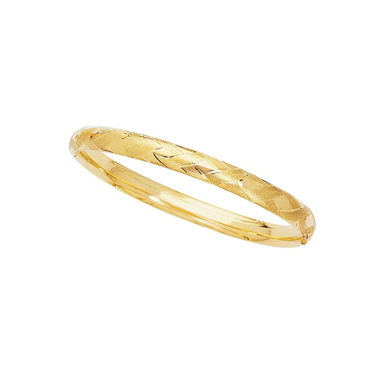 JewelStop 14k Yellow Gold 6 mm Engraved Design Bangle 7 Inches