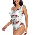 thumbnail image 3 of Picia Koi Fish Pattern Women's One Piece Swimsuits,One Shoulder Swimwear Asymmetric ,Ruffle Monokinis Bathing Suits,High Waisted Flattering Bathing Suits-Large, 3 of 8