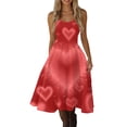 thumbnail image 5 of Valentines Day Sleeveless Vintage Fit Dress with Heart Print Pattern Casual A-line Dresses Red S, 5 of 5