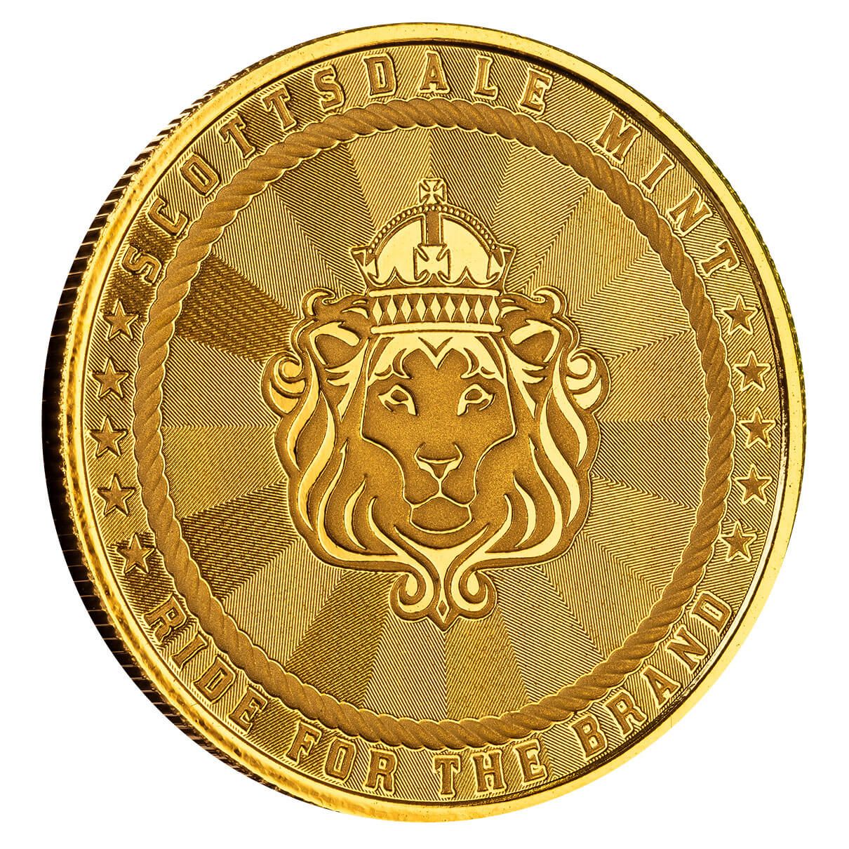 1 oz Gold Round - Scottsdale Mint Cowboy .9999 Fine Gold Bullion Round w/ Buffalo Privy