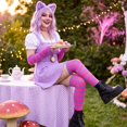 thumbnail image 2 of LNZGNM Women Over-the-Knee Socks & Gloves Set, Halloween Printed Knit Striped Pink Purple Soft Breathable Comfortable for Daily Wear,D(One Size), 2 of 7
