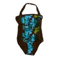 thumbnail image 2 of Tropical Escape Womens Brown & Blue Floral Swim Suit Ruched Plus Swimming 24, 2 of 2