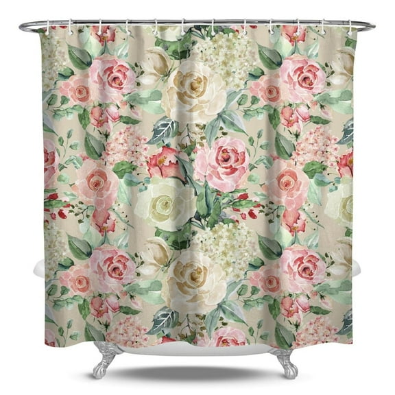 Waterproof Pioneer Shower Curtain 84x72 Inch Polyester Unique Colorful Floral Shower Curtain for Bathroom Hotel Home Decor with 12 Plastic Hooks