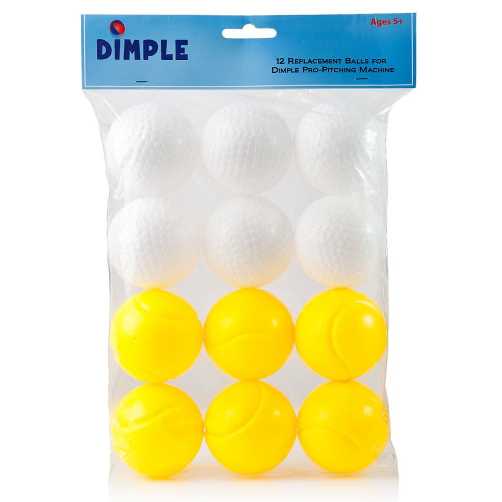 Dimple 12 Pack of Kids Plastic Toy Balls for use with the Power-Pro Baseball Pitching Machine (White and Yellow)