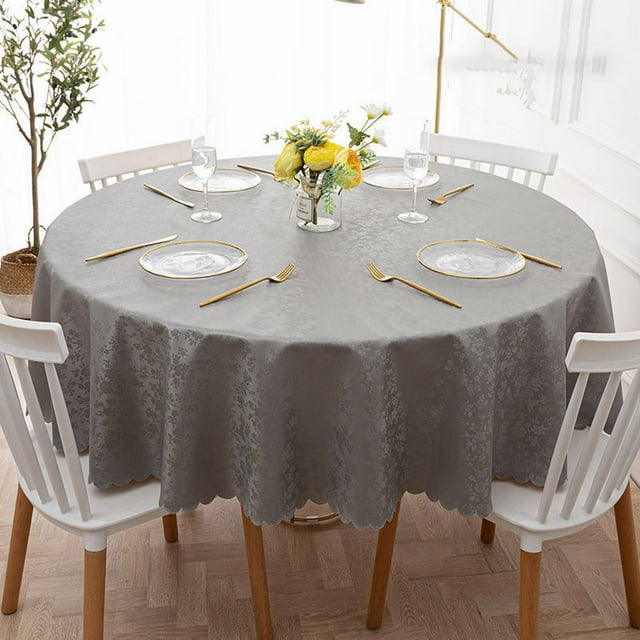 Cqxid Nappe Liquidation DecorUhome Nappe en Vinyle Robuste Nappe Ronde Nappe Essuyable Housse de Table à Manger Florale Brun