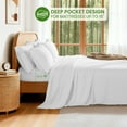 thumbnail image 5 of Sonoro Kate 100% Organic Luxurious Bamboo Sheets, King Sheet Set 6-Piece with 16" Deep Pocket, Silky Smooth Luxury Bed Sheets, White, 5 of 8