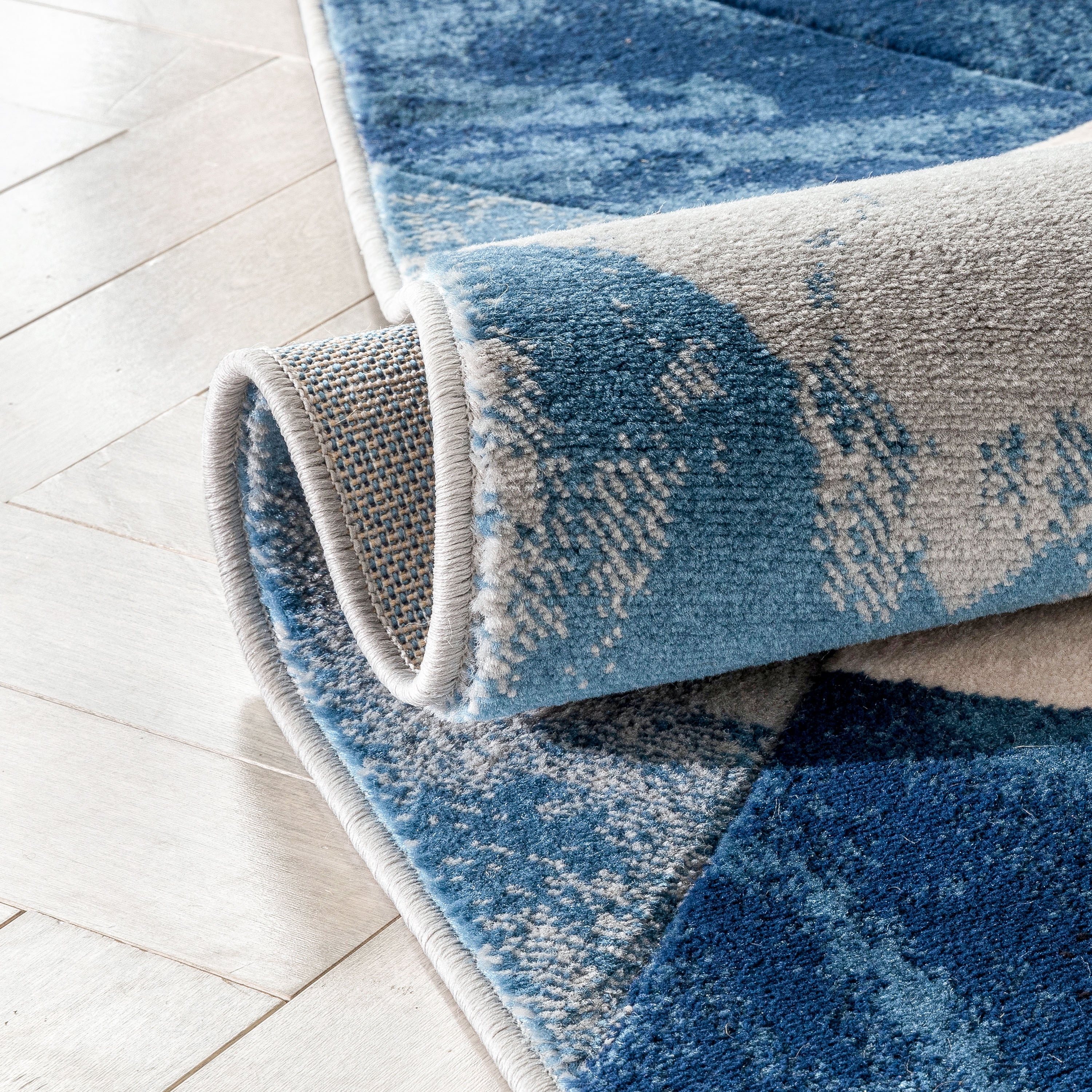 Well Woven Good Vibes Rosa Modern Geometric Blue 5'3" x 7'3" Area Rug