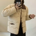 thumbnail image 5 of Fartey Puffer Coat for Women Lightweight Quilted Jacket Dressy Casual Button Lapel Coats with Pockets Winter Long Sleeve Warm Outerwear, 5 of 7