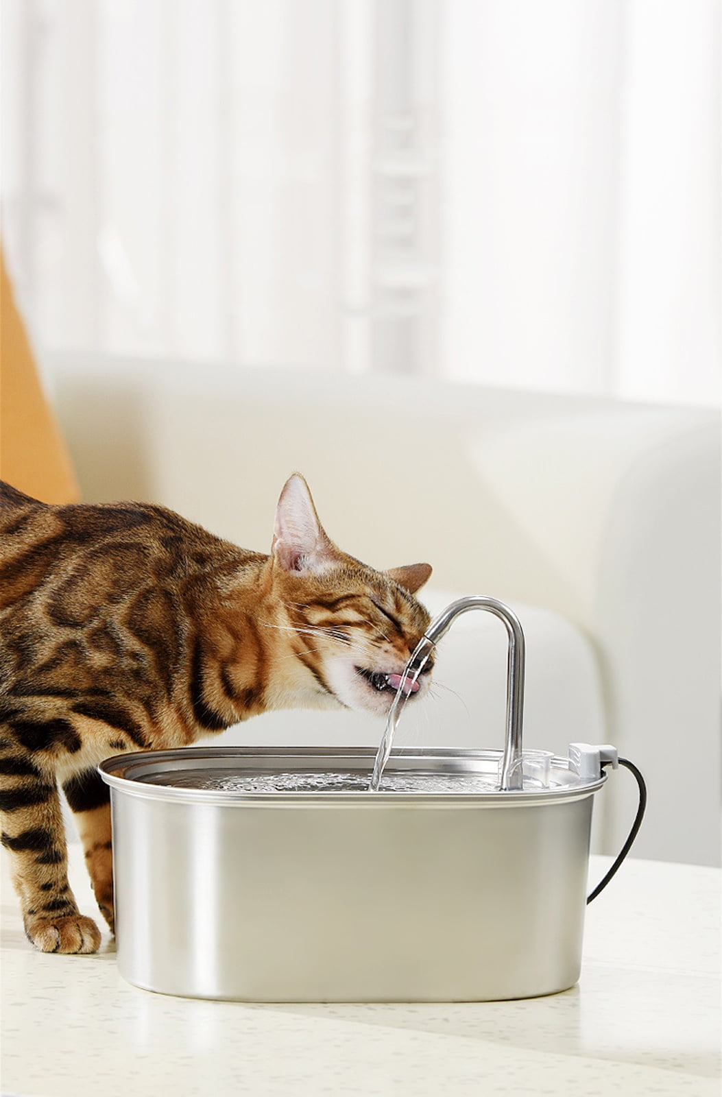 Deeceymbur 3.2l Stainless Steel Pet Fountain for Drinking Automatic Water Dispenser for Cats and Dogs Large Fountains with Filter