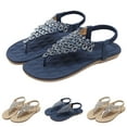 thumbnail image 2 of Leozcaa Womens Summer Sandals Casual Boho Dressy Thong Flat Shoes Slip on Elastic Ankle Strap Beach Sandal, 2 of 9