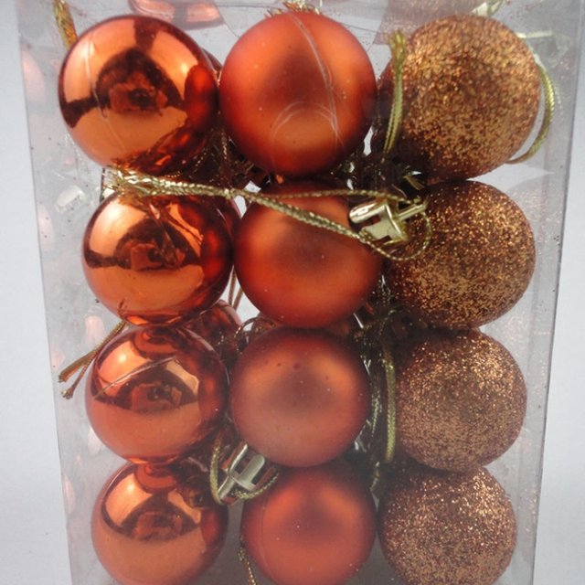 24 piezas de bolas de Navidad de 3 cm, bolas para árbol de Navidad, decoración navideña, decoración para fiestas, color dorado, rosa, champán y rojo, regalo de Año Nuevo