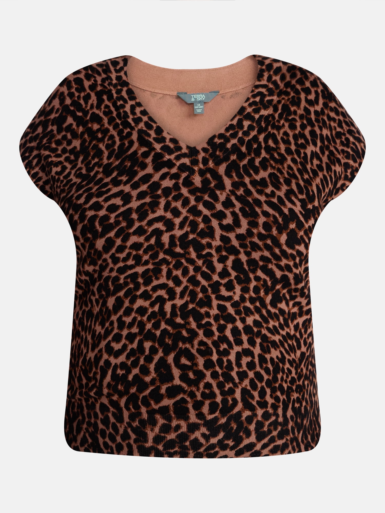 Terra & Sky Women's Plus Ribbed Sleeveless V Neck Sweater Top, Sizes 0X-5X