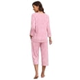 thumbnail image 3 of MINTREUS Women's Pajama Set Three-Quarter Sleeve Pajama Top and Pants Two-Piece Set Summer Loungewear, 3 of 7