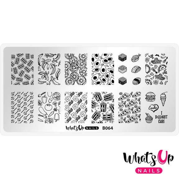 Whats Up Nails B064 Wakey Wakey, Eggs and Bakey Metal Stamping Plate Nail Art Design