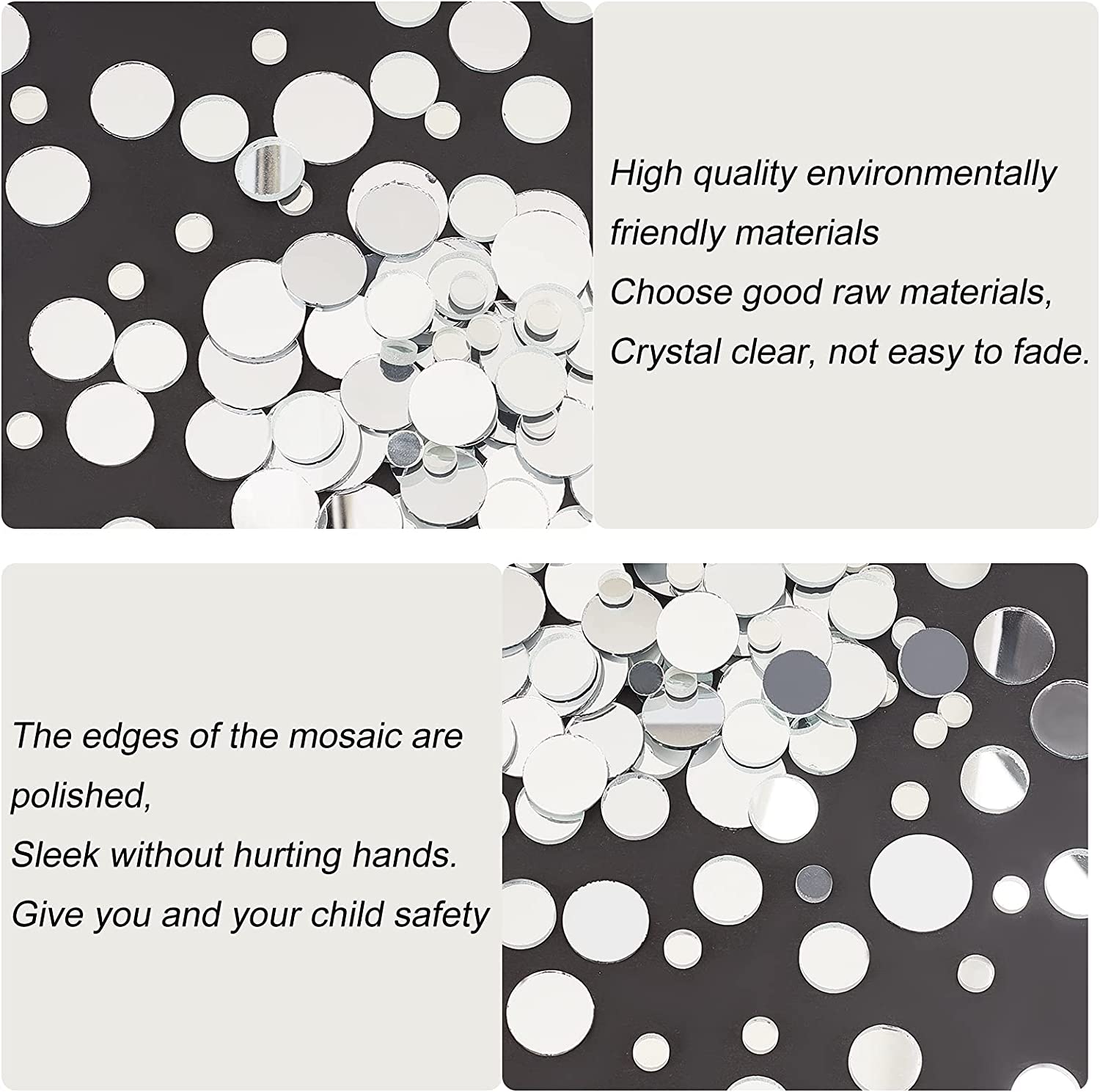 120pcs Round Mirror Glass Mosaic Tiles Small Mirror Round Craft Mirror Tiles for Home Decoration Crafts Jewelry Making Arts & Crafts Projects 4 Sizes