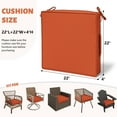 thumbnail image 2 of Kimunuk 4 Pack Outdoor Chair Cushions, 22" x 22" Waterproof Outdoor Seat Cushions Couch Pads with Ties & Handle for Patio Furniture, Orange, 2 of 6