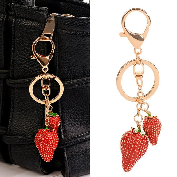 Naierhg Women Fashion Strawberry Fruit Keychain Key Ring Bag Hanging Ornament Pendant