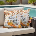 thumbnail image 2 of Outdoor Pillow Covers 18x18 Set of 2, Thanksgiving Waterproof Patio Throw Pillow Covers for Couch Sofa Chair, Fall Maple Leaf Orange White Pumpkin Decorative Pillowcases for Throw Pillows, 2 of 9