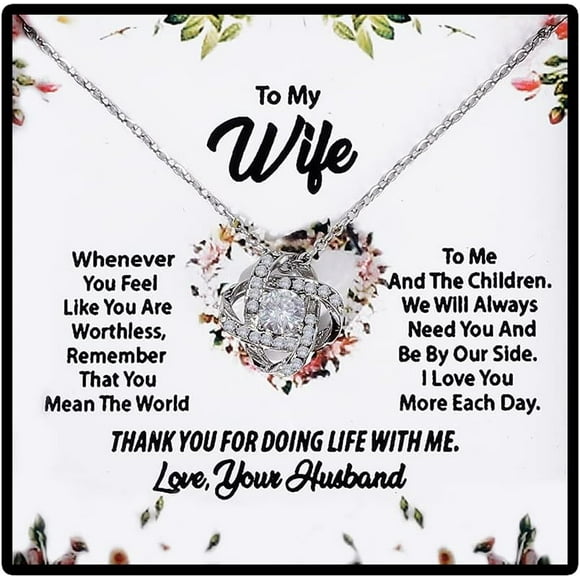 HAHDAXIA To My Wife Necklace from Husband Love Knot Pendant Necklace Gifts for Wife Wedding Anniversary Present Birthday Christmas New Year Gifts for Wife