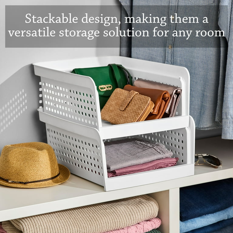 Mainstays Open-Front White Plastic Stackable Closet Storage