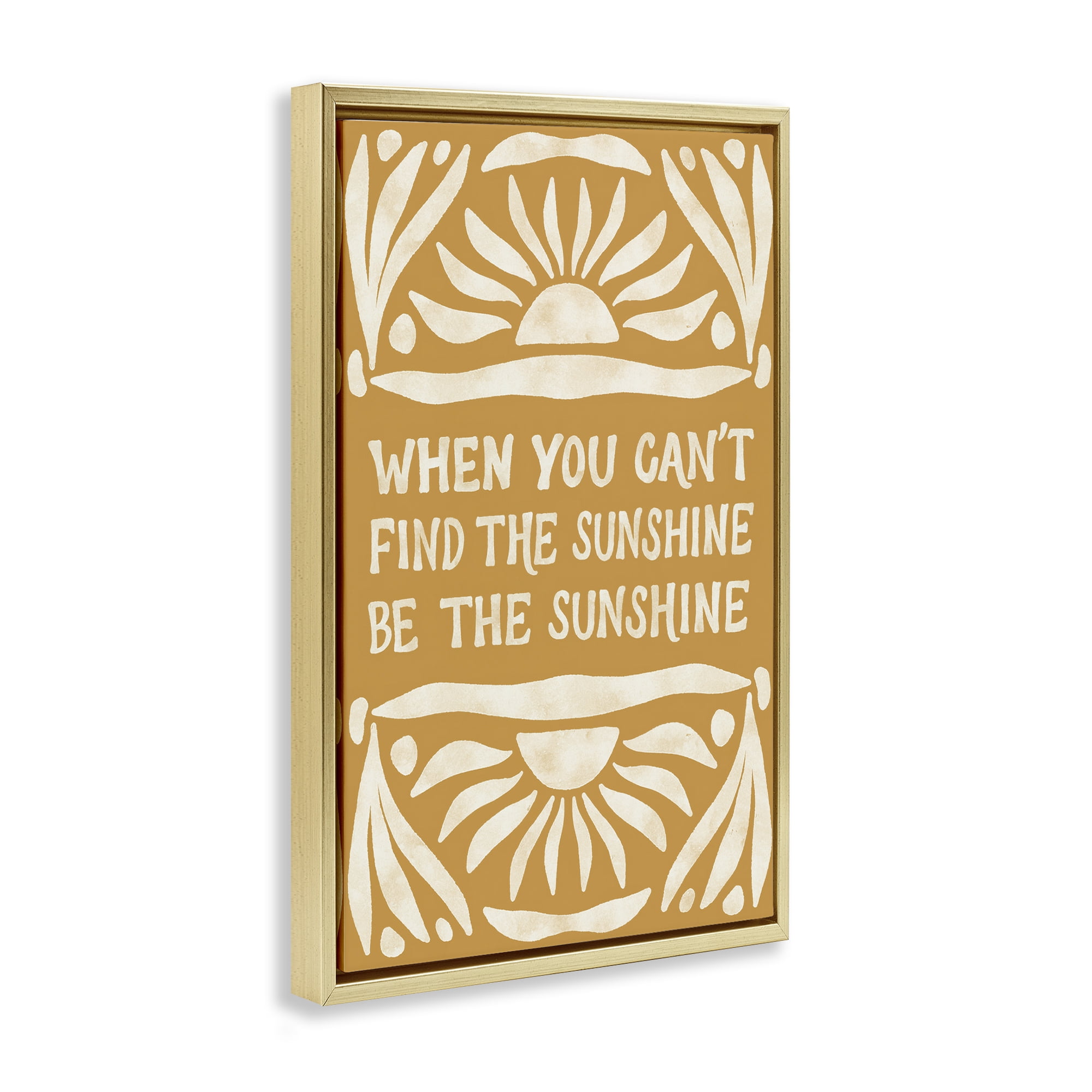 Stupell Industries Boho Be The Sunshine Text & Numbers Painting Gold Floater Framed Canvas Art Print Wall Art, 17 x 25