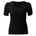 thumbnail image 4 of Aayomet Casual Tops For Women Women Tops Summer Deep V Neck Short Sleeve Cold Shoulder Slim Fit Casual Sexy Tees T-Shirts,Black L, 4 of 5