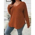 thumbnail image 2 of Women Plus Top 5XL Sweater Top Tunic Top Pullover Lady Top Long Sleeve Daily V-neck Autumn Daily Sweater Top Loungewear Striped Cogild, 2 of 5